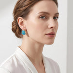 Western- Turquoise-Colored Ball Hoop Earrings
