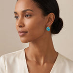 Western- Turquoise-Colored Ball Hoop Earrings