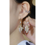 Wheat Ear Cat Eye Gold Earrings