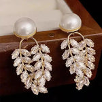 Wheat Leaf Crystal Stud Earrings