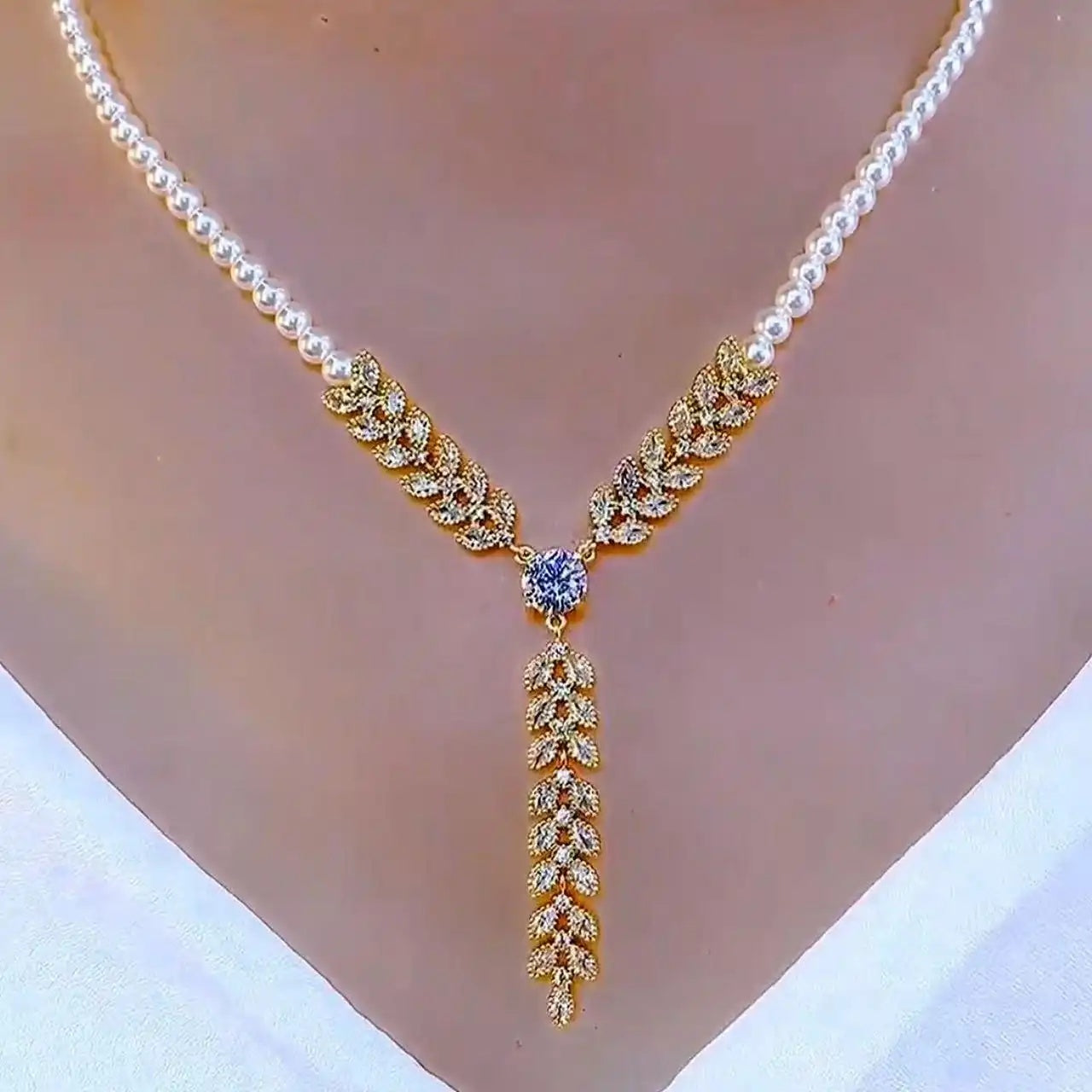 Wheat Pearl Long Necklace