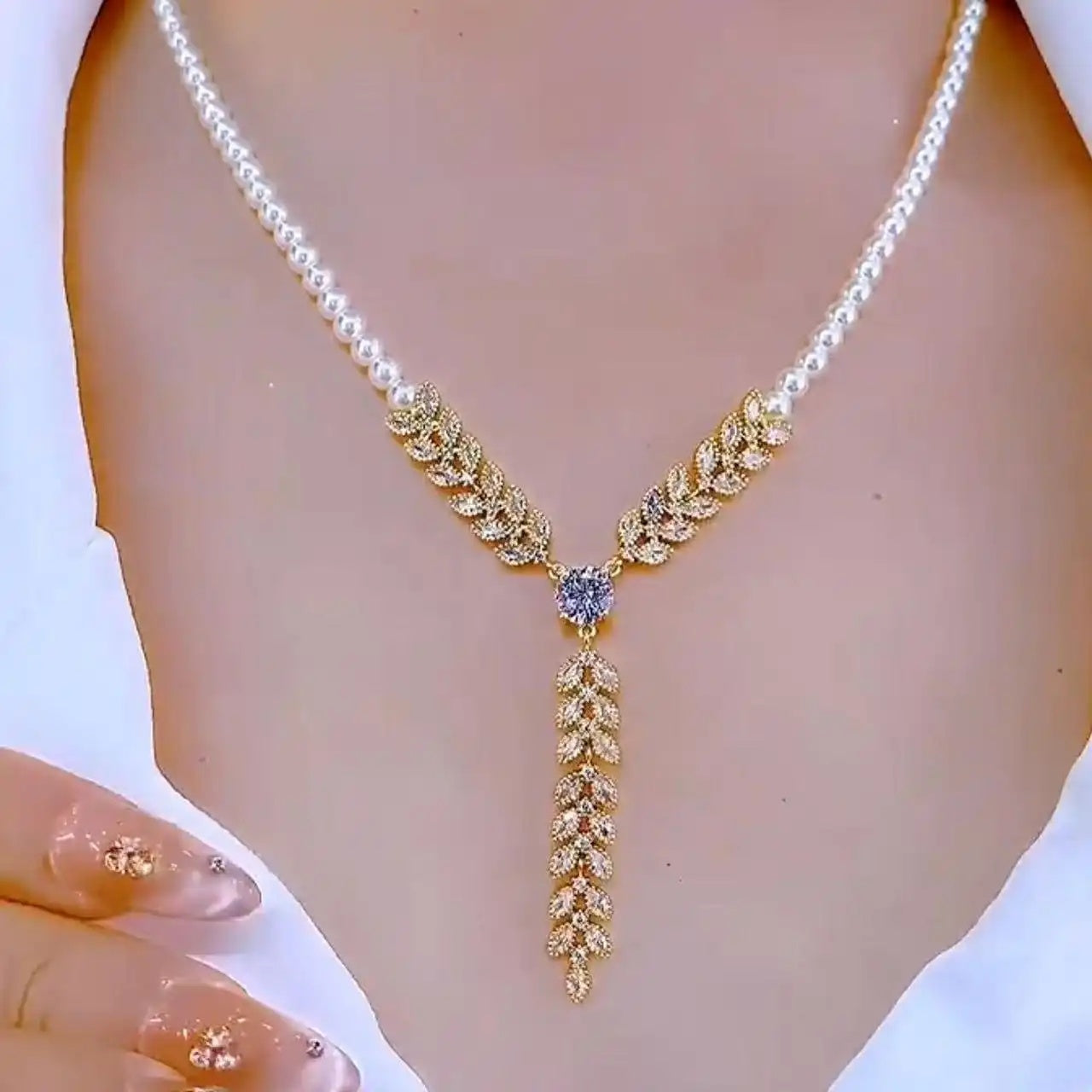 Wheat Pearl Long Necklace