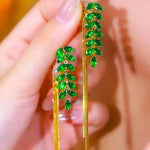 Wheat Tassel Crystal Double-Wear Drop Earrings