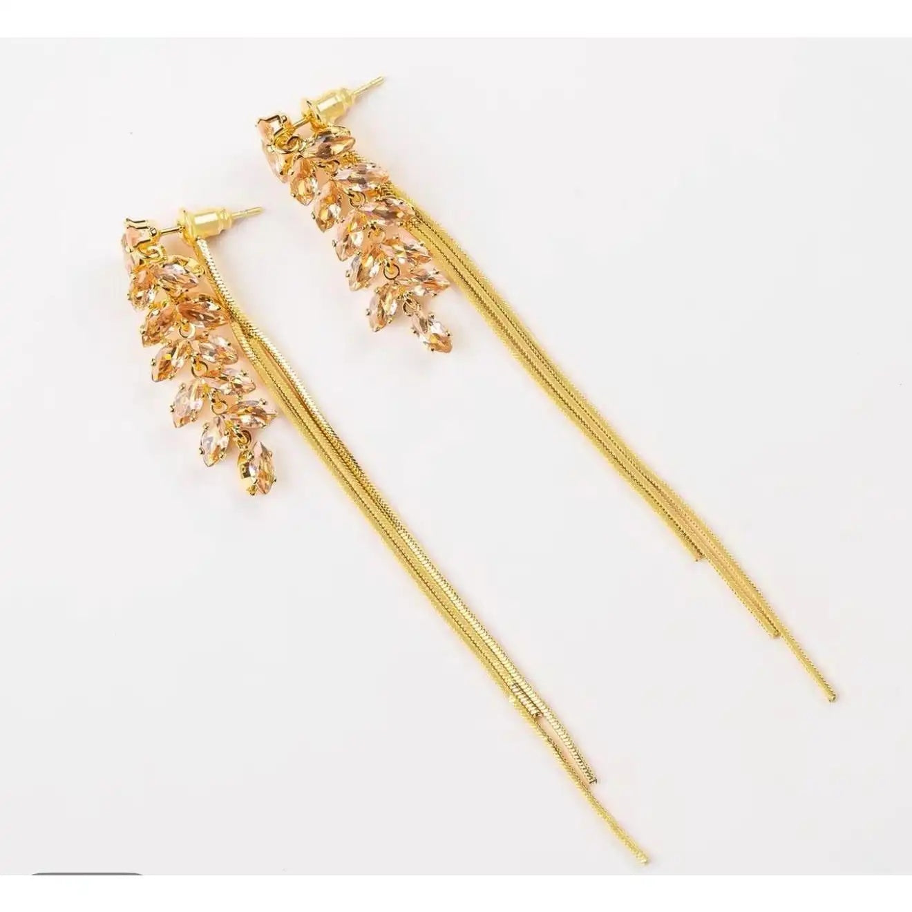 Wheat Tassel Long Leaf Chain Drop Earrings