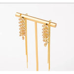 Wheat Tassel Long Leaf Chain Drop Earrings