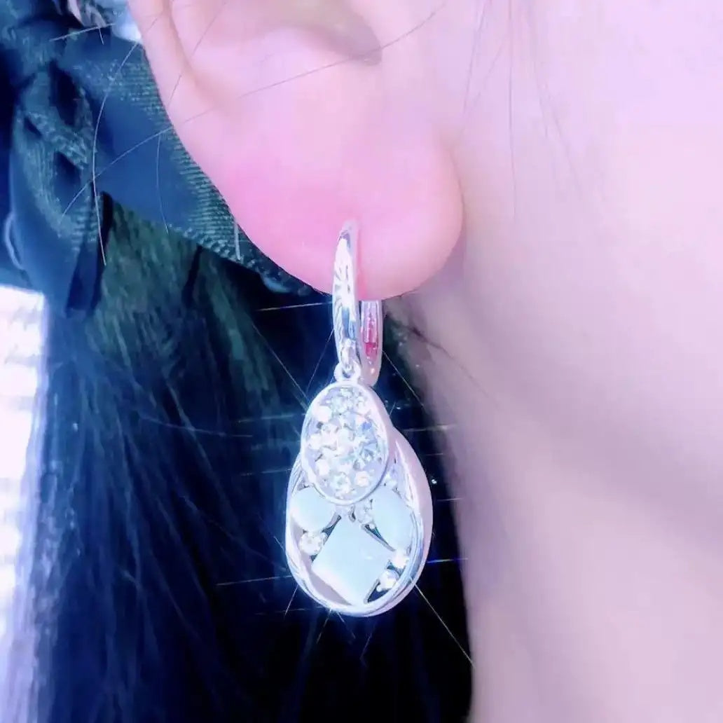 White Cat Eye Crystal Stud Earrings