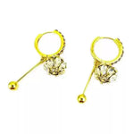 White Crystal Ball Tassel Drop Earrings
