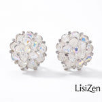 White Crystal Floral Cluster Stud Earrings
