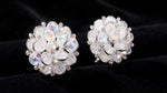 White Crystal Floral Cluster Stud Earrings