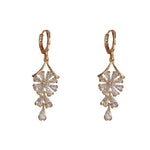 White Crystal Flower Drop Earrings