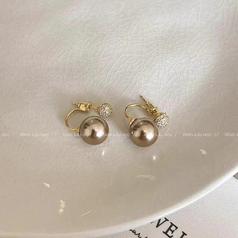White Double Pearl Stud Earrings