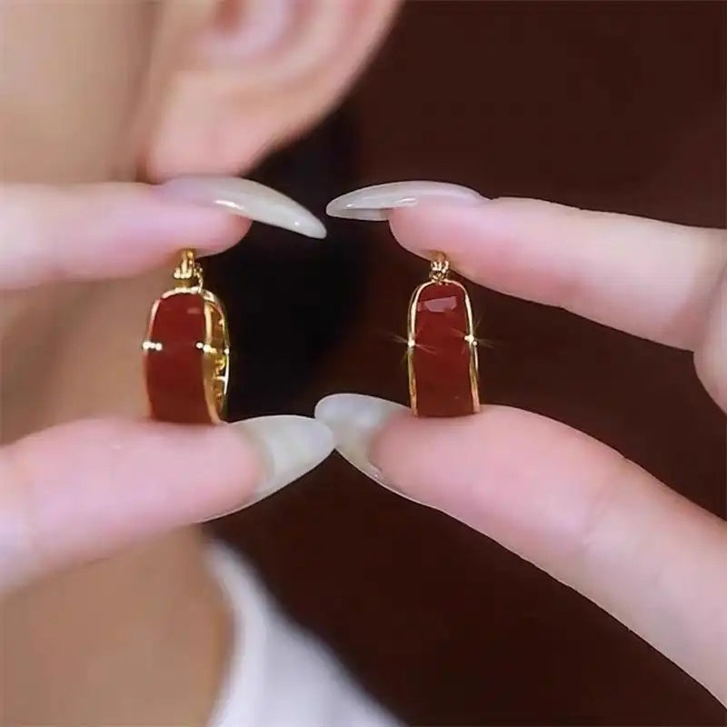 White Enamel Hoop Earrings