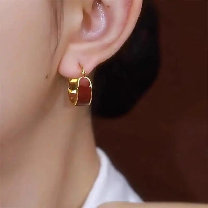 White Enamel Hoop Earrings