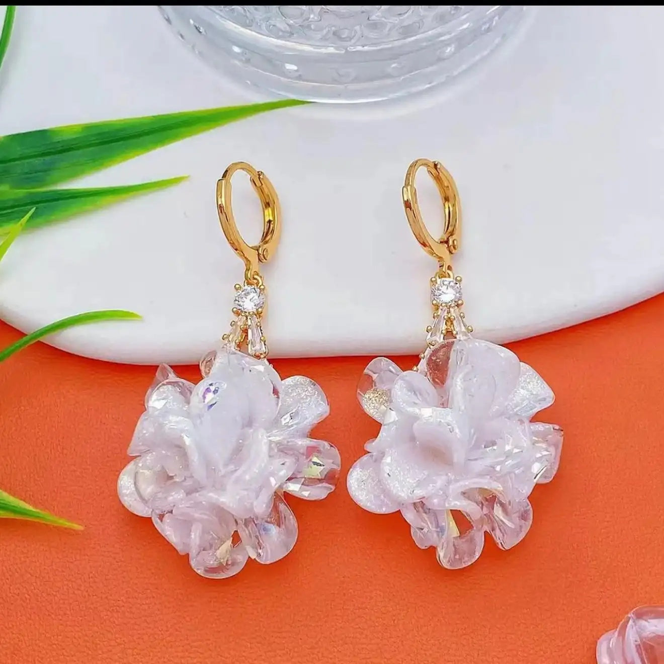White Flower Ear Buckles Ear Earrings