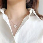 White Mother-Of-Pearl Butterfly Pendant Necklace