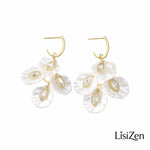White Pearlescent Drop Earrings