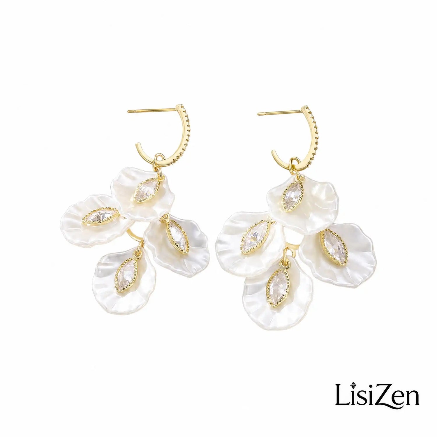 White Pearlescent Drop Earrings