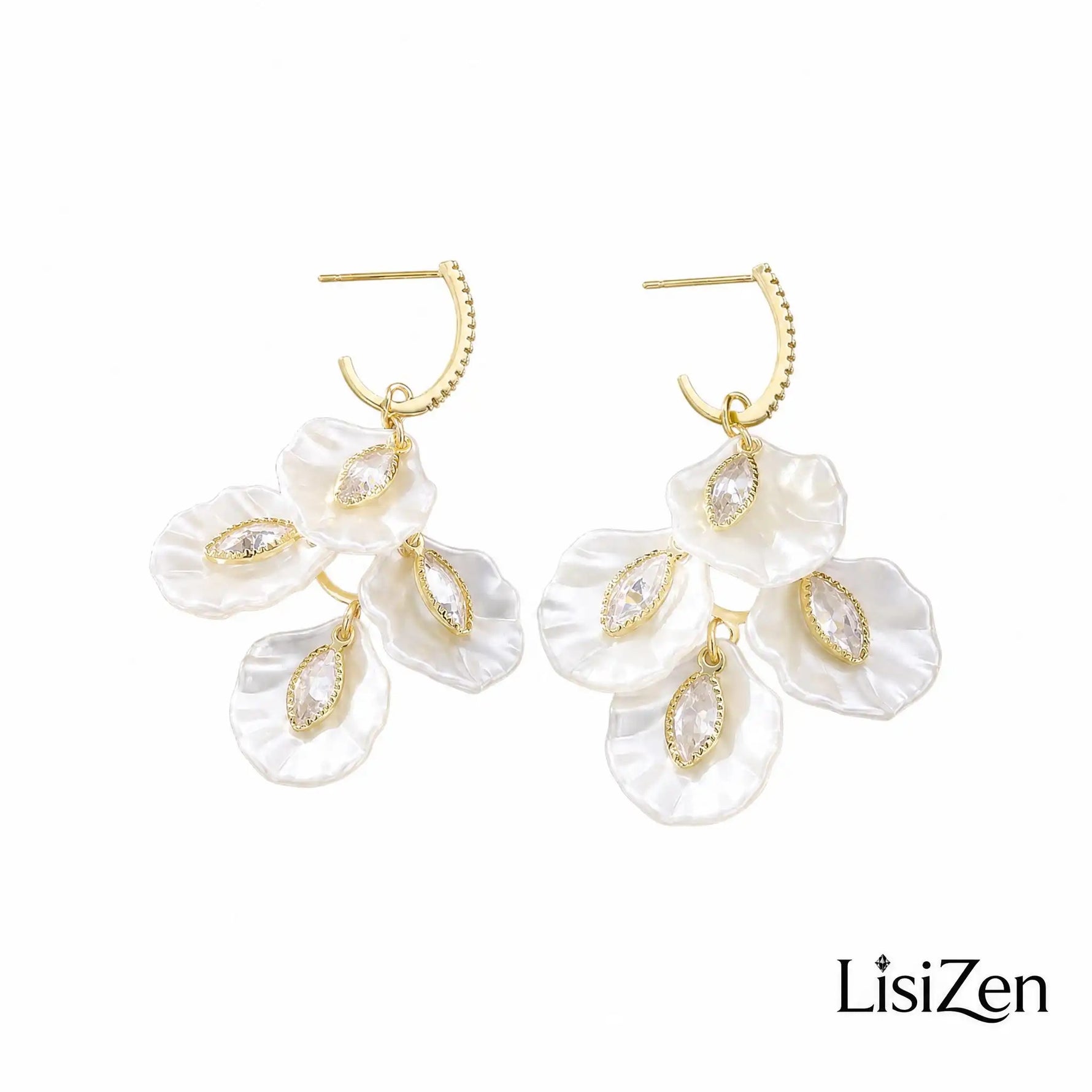 White Pearlescent Drop Earrings