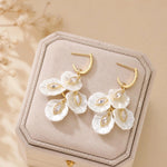White Pearlescent Drop Earrings