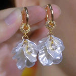 White Petal Crystal Ball Drop Earrings