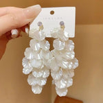White Shell Cluster Drop Earrings
