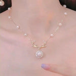 White Shell Deer Necklace
