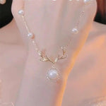 White Shell Deer Necklace
