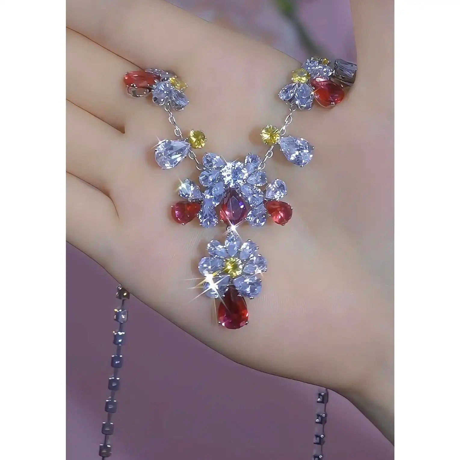 Wholesale Crystal Tassel Collar Jewelry Set
