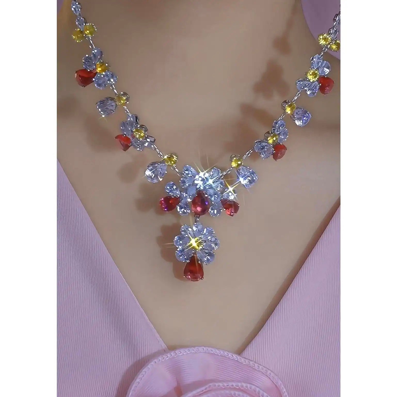 Wholesale Crystal Tassel Collar Jewelry Set