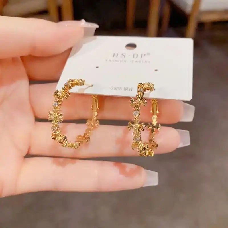 Wholesale Metal Cross Hoop Earrings
