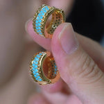 Wide Turquoise Crystal Hoop Earrings