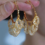 Woven Gold Silver Thread Teardrop Drop Earrings