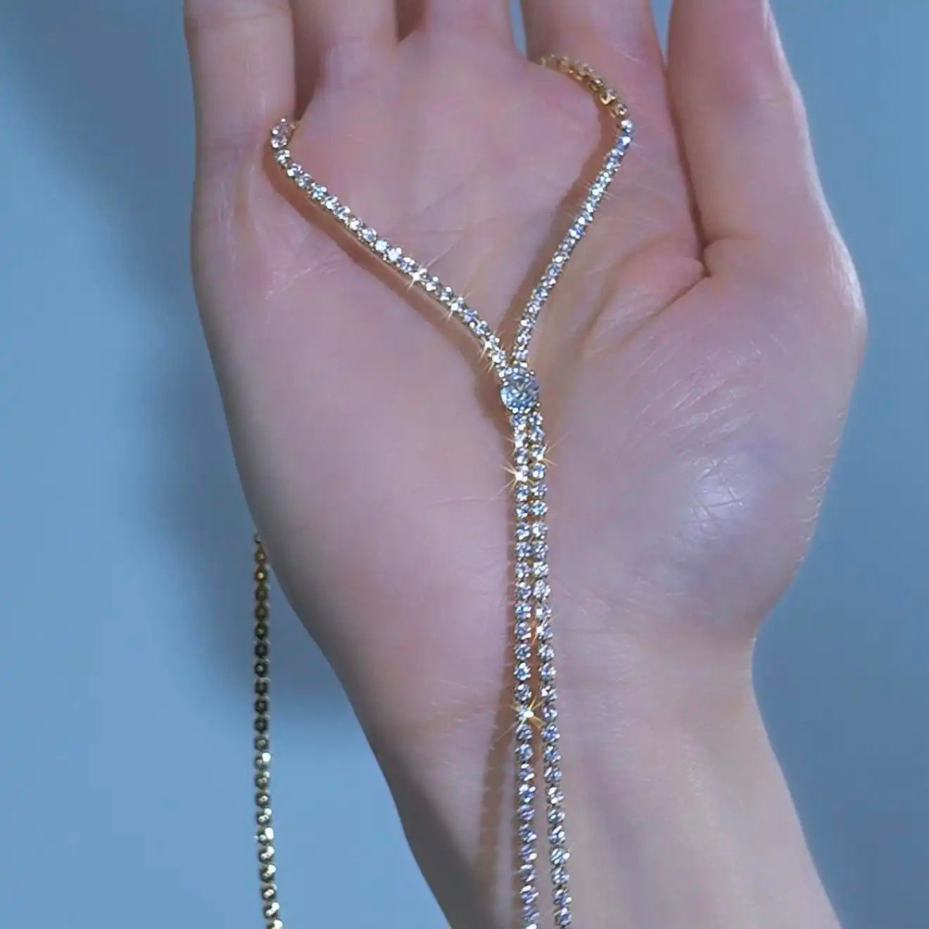 Y-Shaped Diamond Multi-Layer Tassel Minimalist Necklace