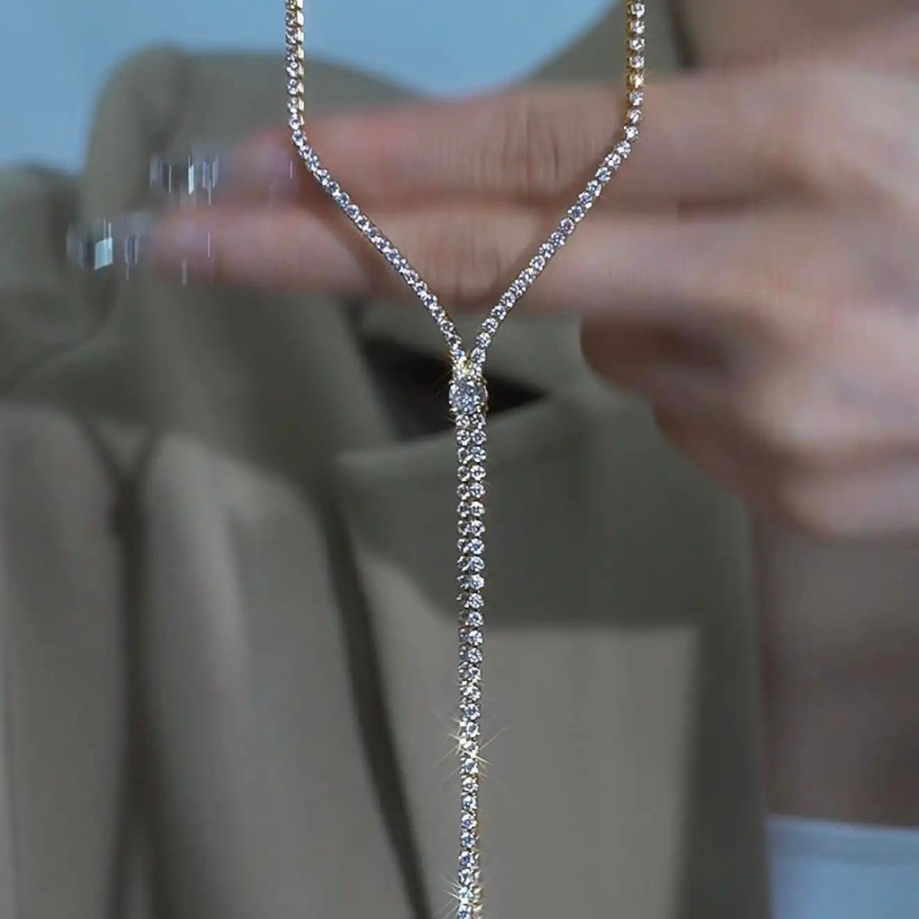 Y-Shaped Diamond Multi-Layer Tassel Minimalist Necklace