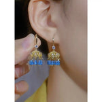 Yanda Bijiàn Shēnghuā Blue Tassel Drop Earrings