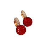 Year Red Crystal Ball Stud Earrings