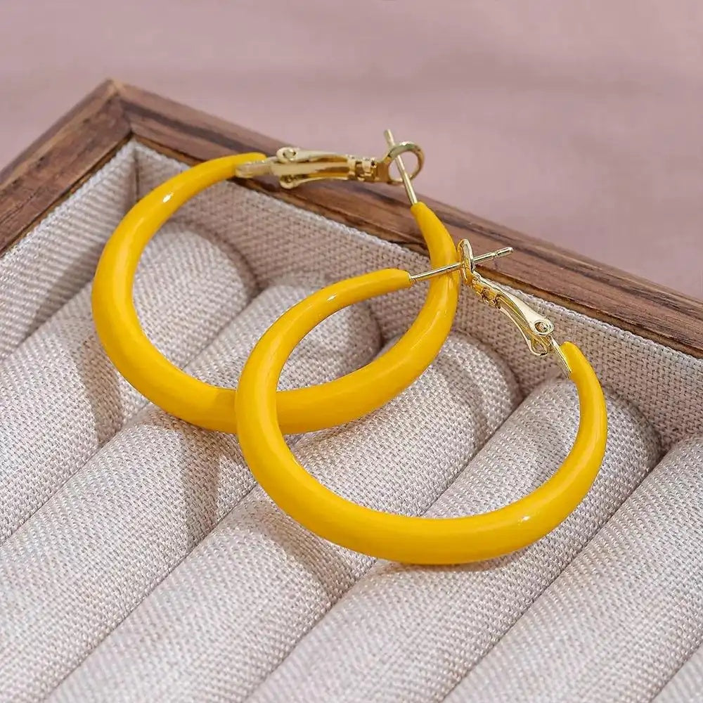 Yellow Dripping Oil Large Hoop Earrings