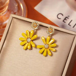 Yellow Flower Vacation Dopamine Stud Earrings