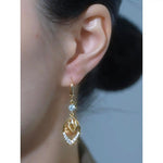 Yellow Maple Leaf Teardrop Drop Earrings