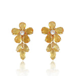 Yellow Plum Blossom Crystal Drop Earrings