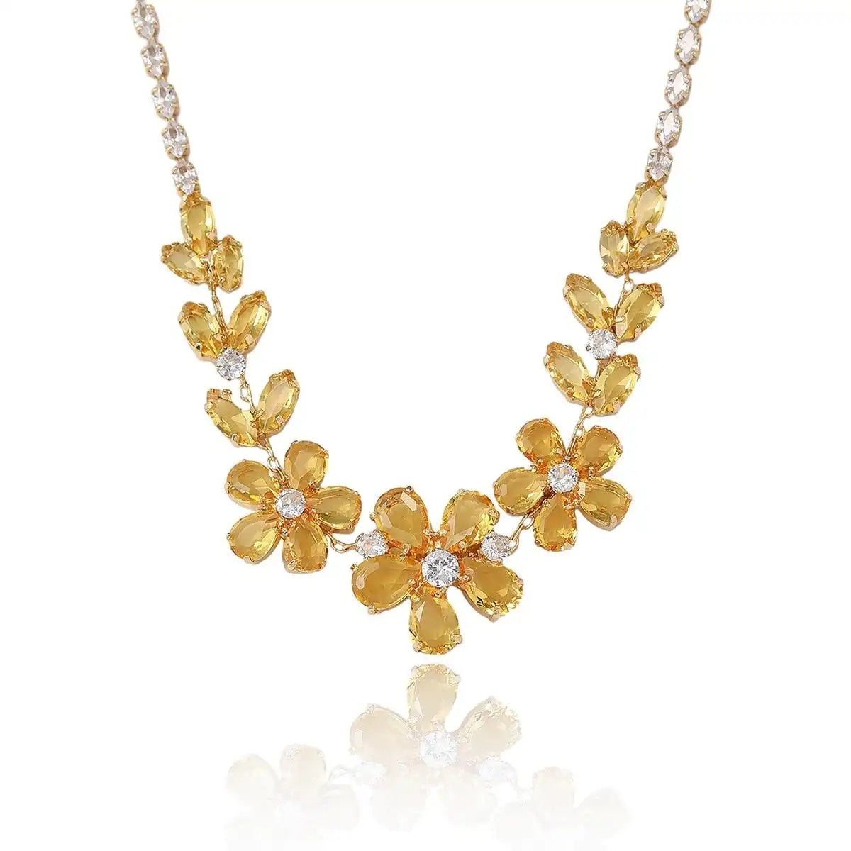 Yellow Plum Blossom Crystal Necklace