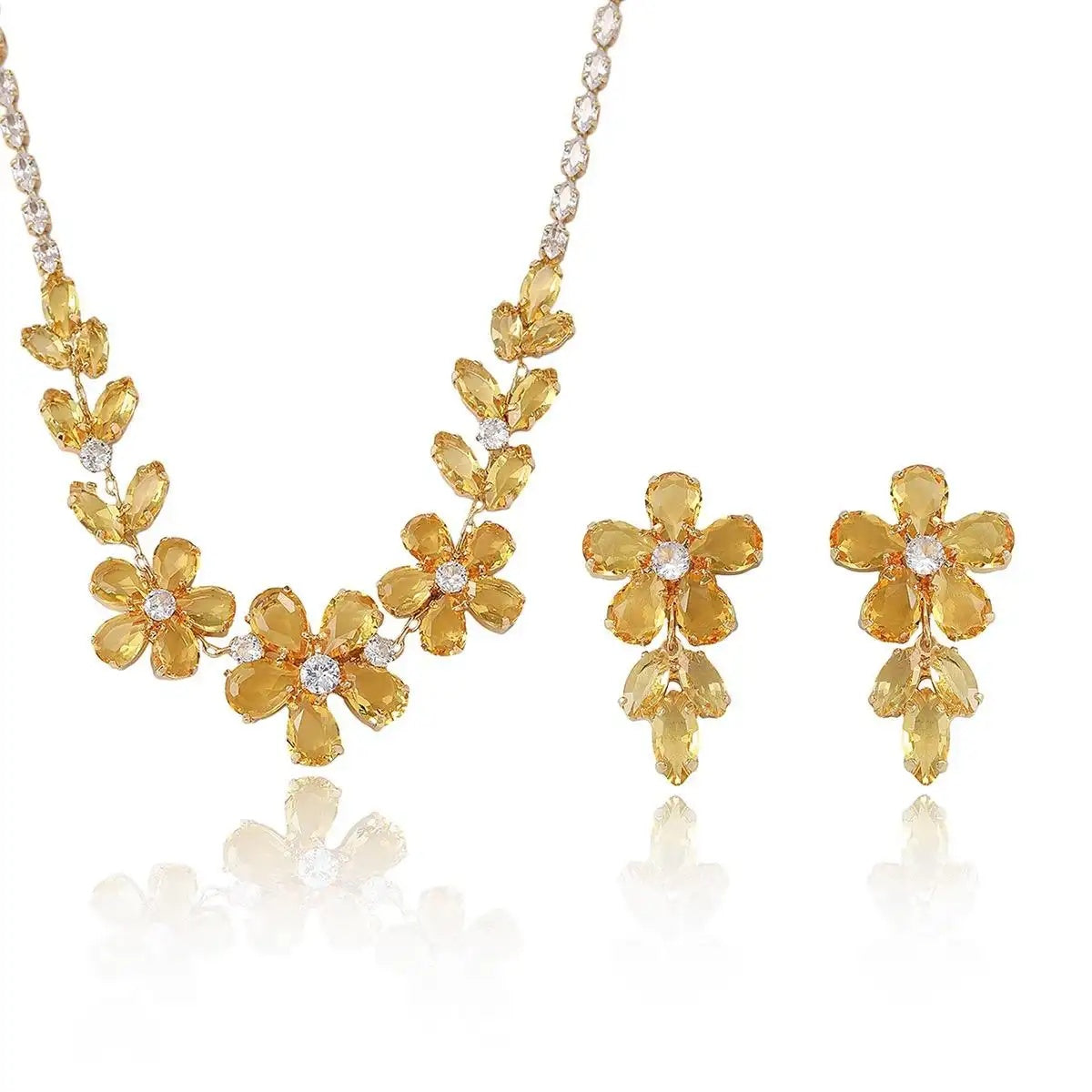 Yellow Plum Blossom Crystal Necklace