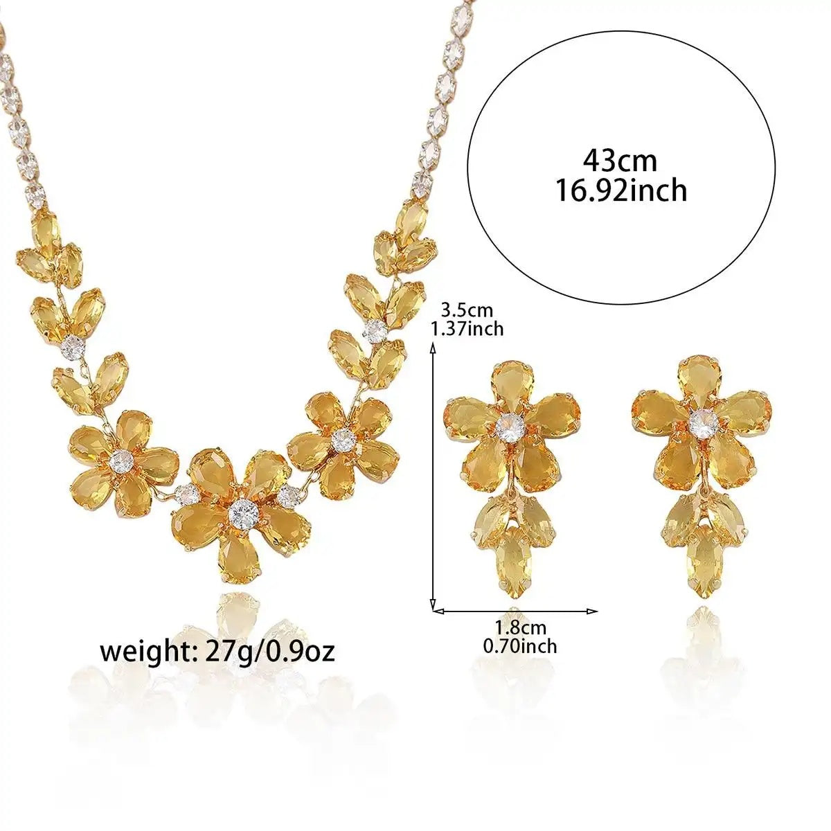 Yellow Plum Blossom Crystal Necklace