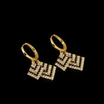 Zebra Pattern Geometric Rhombus Hoop Earrings