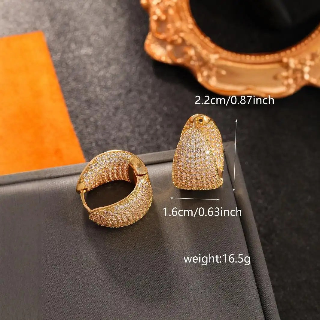 Zr Stone Clip-On Hoop Earrings