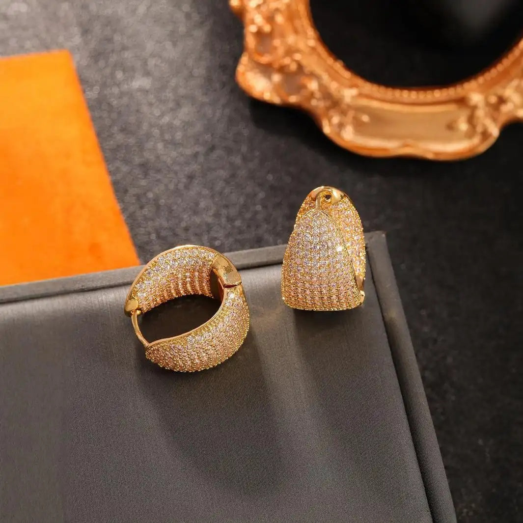 Zr Stone Clip-On Hoop Earrings