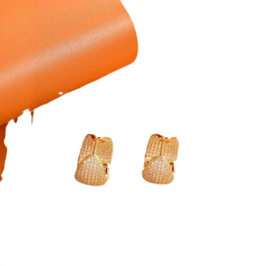 Zr Stone Clip-On Hoop Earrings